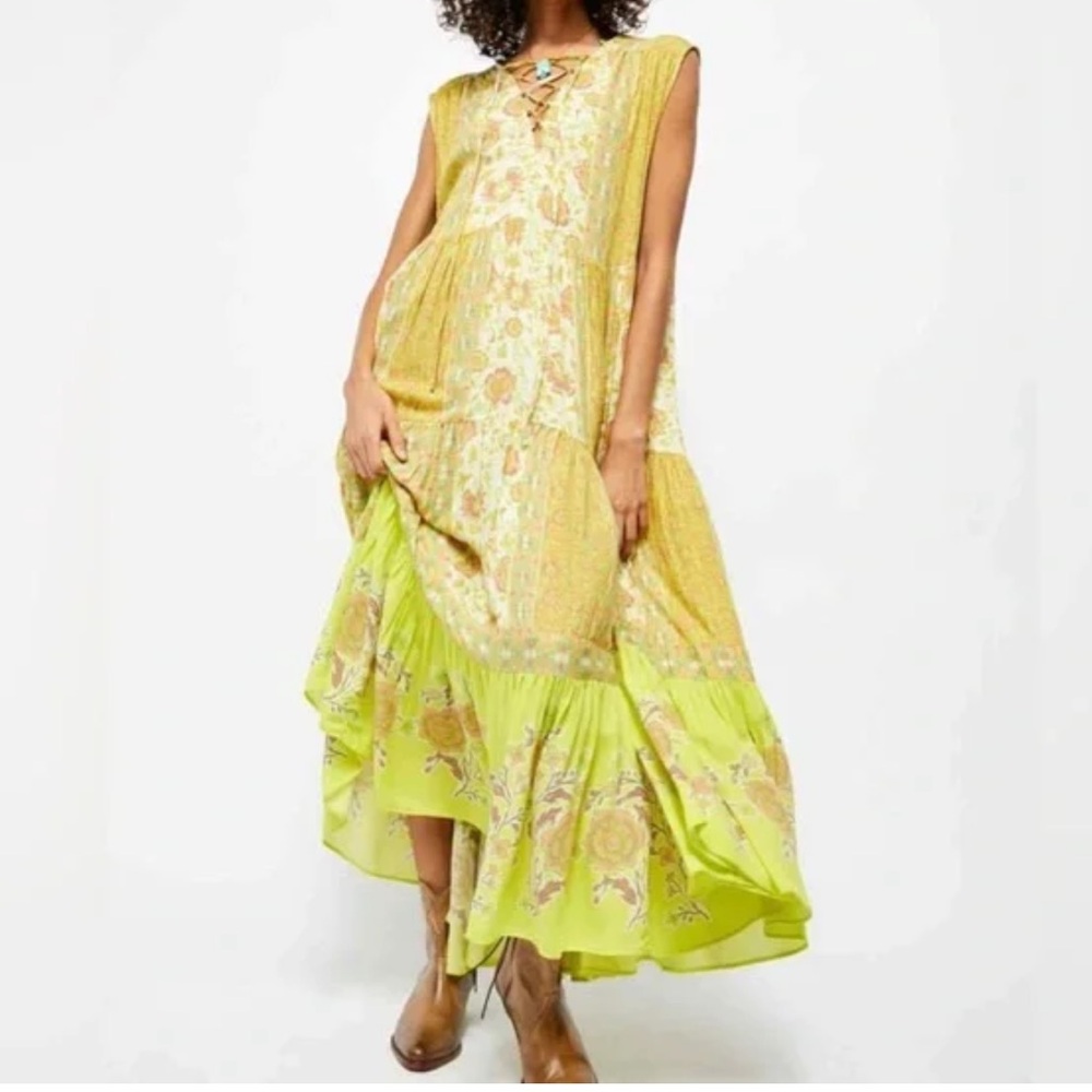 NWT Free People Hanalei Bay Yellow Maxi Size M as Seen on Episode 6 Home Town - Picture 10 of 16